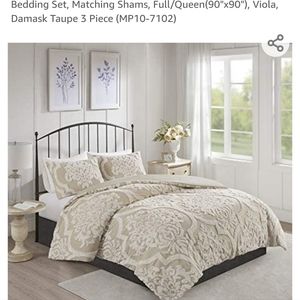 Madison Park Viola Damask Chenille Full/Queen 3 pc Duvet Cover Set